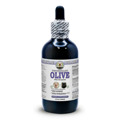 Olive (Olea Europaea) Certified Organic Dried leaf Veterinary Natural Alcohol-FREE Liquid Extract, Pet Herbal Supplement