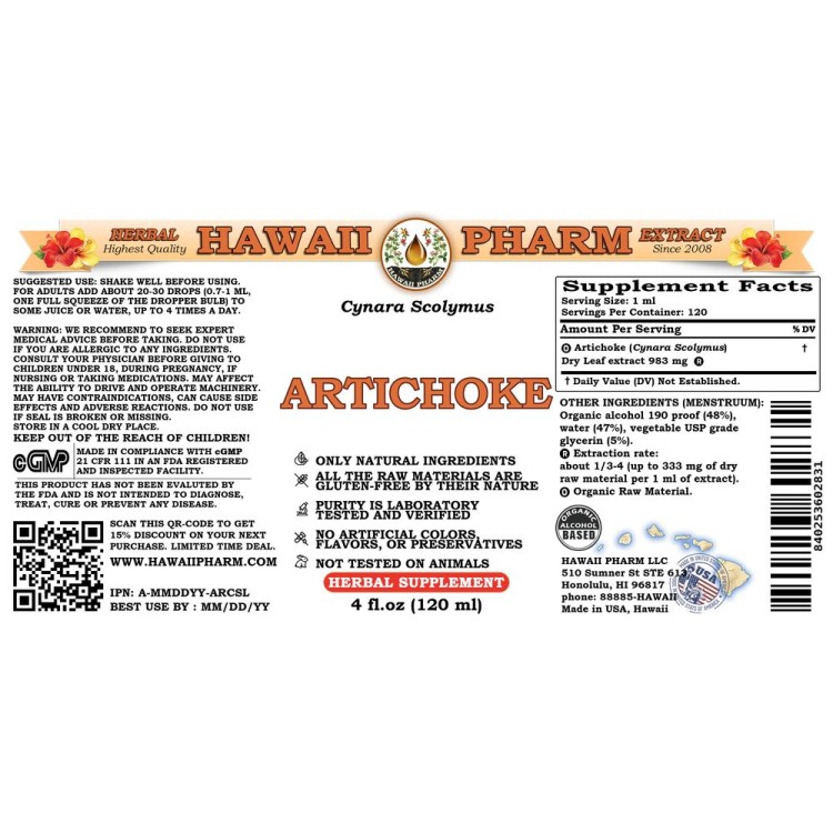 Artichoke Liquid Extract, Organic Artichoke (Cynara scolymus) Dried