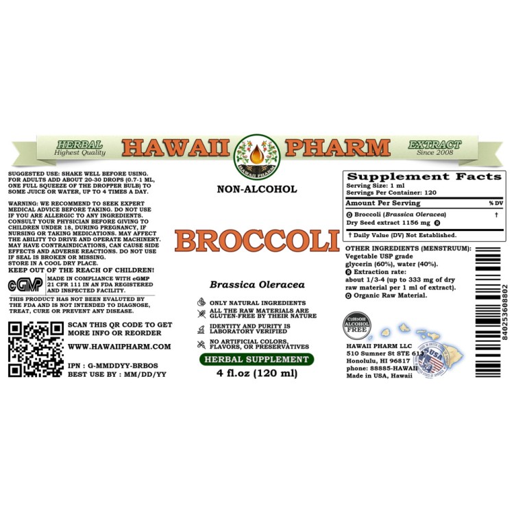 Broccoli AlcoholFREE Liquid Extract, Organic Broccoli (Brassica