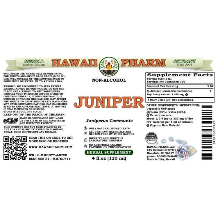 Juniper (Juniperus Communis) Tincture, Certified Organic Dried Berry