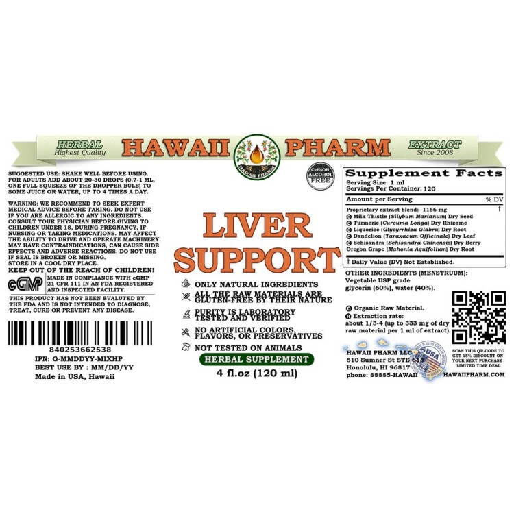 Liver Support AlcoholFREE Herbal Liquid Extract, Milk Thistle